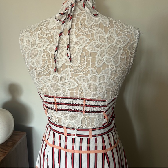 DU PARADIS St. Tropez Stripe Halter Neck Midi Dress in Coral Reef Stripe - Picture 5 of 16